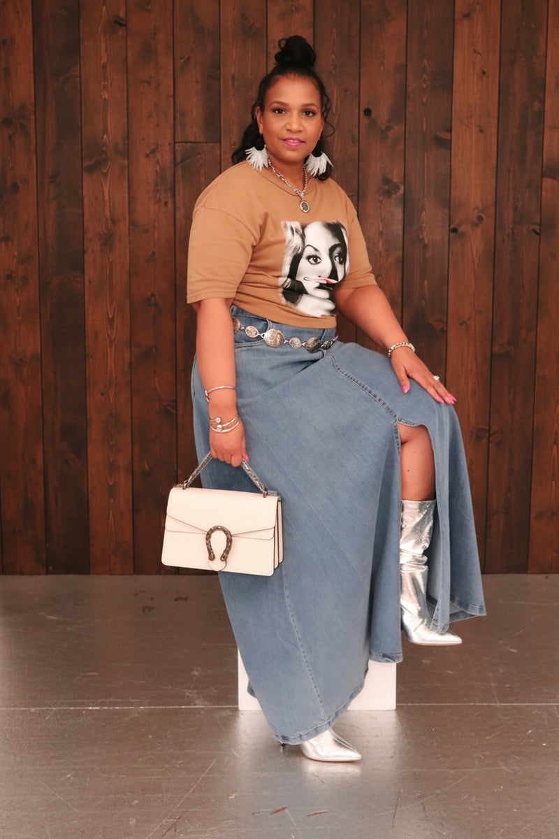 Denim Maxi Skirt - Elastic Waist & Pockets – Turn In Heads Shop Online