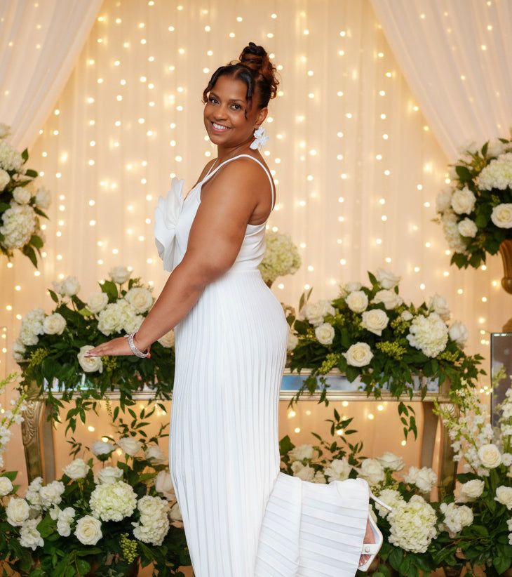 Plus Size White Rose Jumpsuit