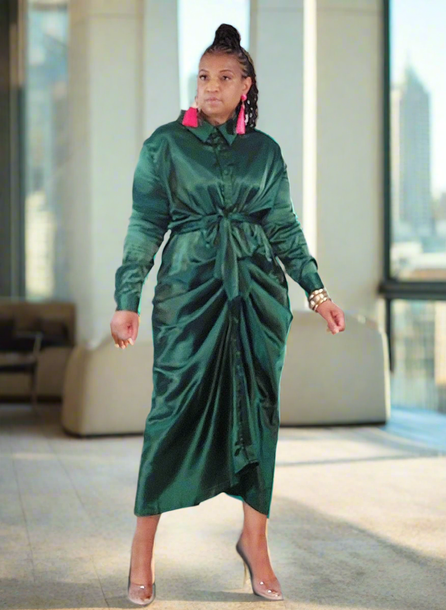 emerald ruched dress Emerald green Ruched body-con satin maxi Dress | Dress