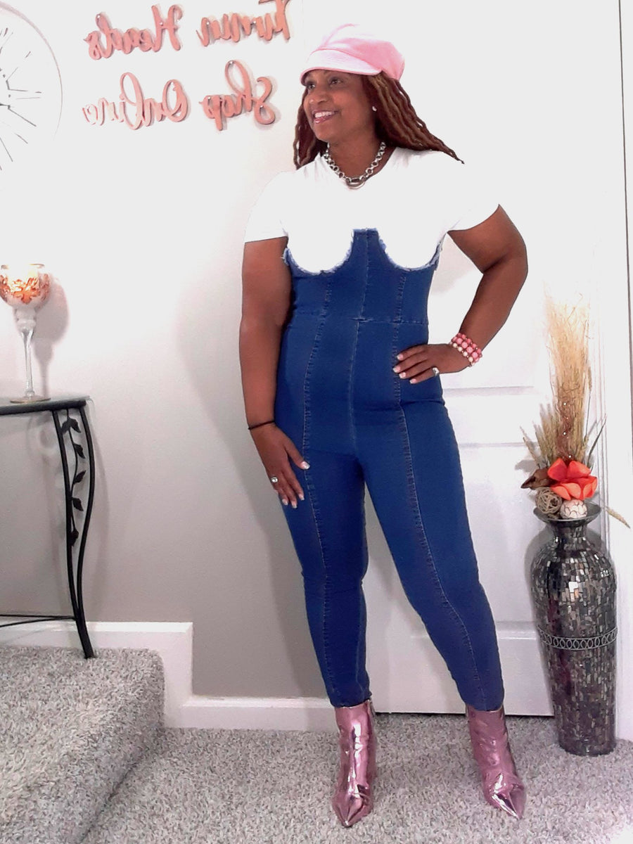 All In One Denim Jumpsuit – Turn In Heads Shop Online