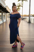 Throw On Midi Dress-Navy