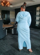 Skyblue Hooded Maxi Dress Plus Size