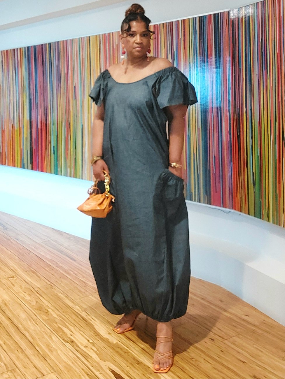 Breezy Long Bubble Dress - Plus Size Bubble Dress | Denim Look Breezy Long Bubble Dress - Plus Size Bubble Dress | Denim Look