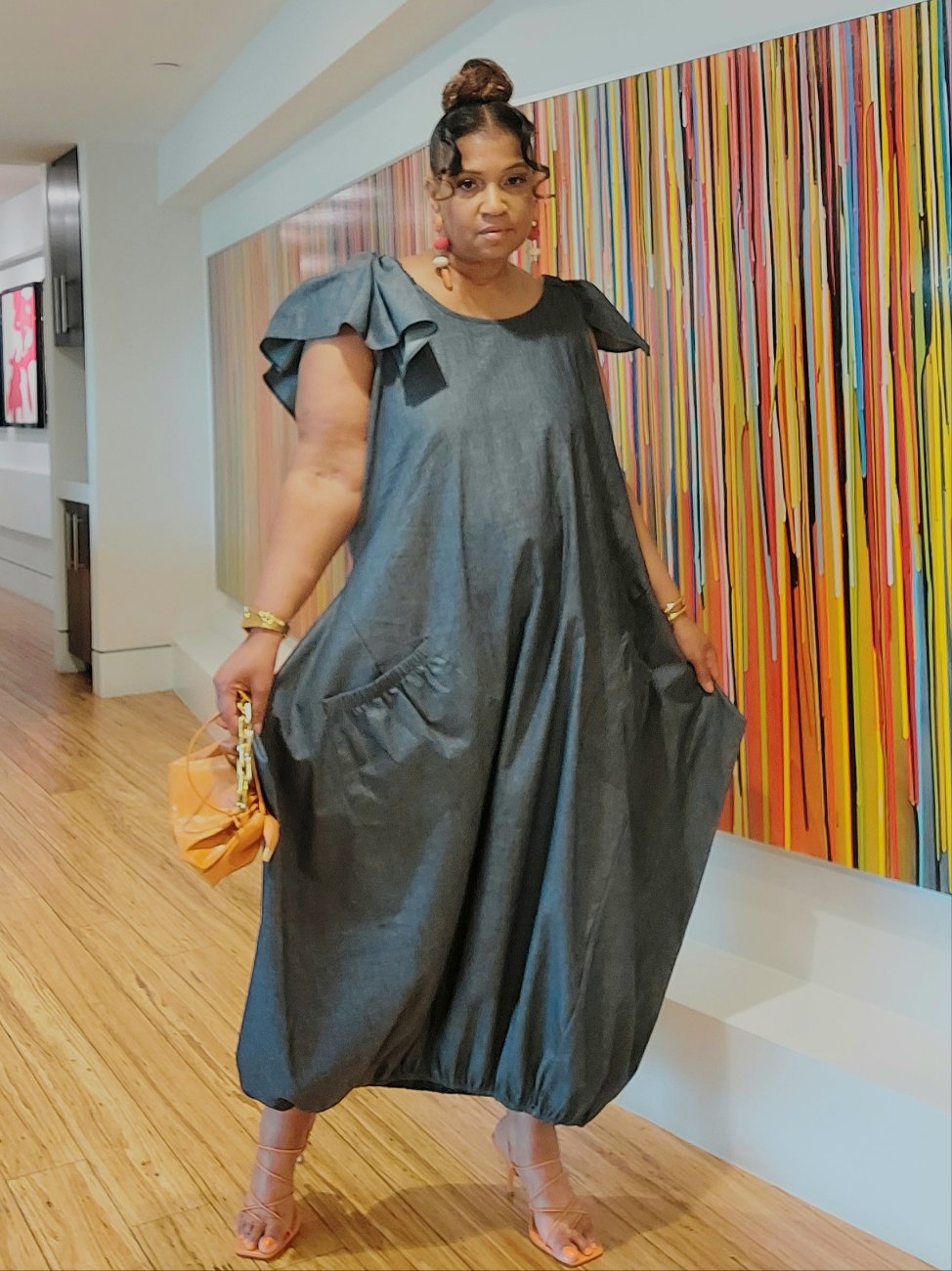 Breezy Long Bubble Dress - Plus Size Bubble Dress | Denim Look Breezy Long Bubble Dress - Plus Size Bubble Dress | Denim Look
