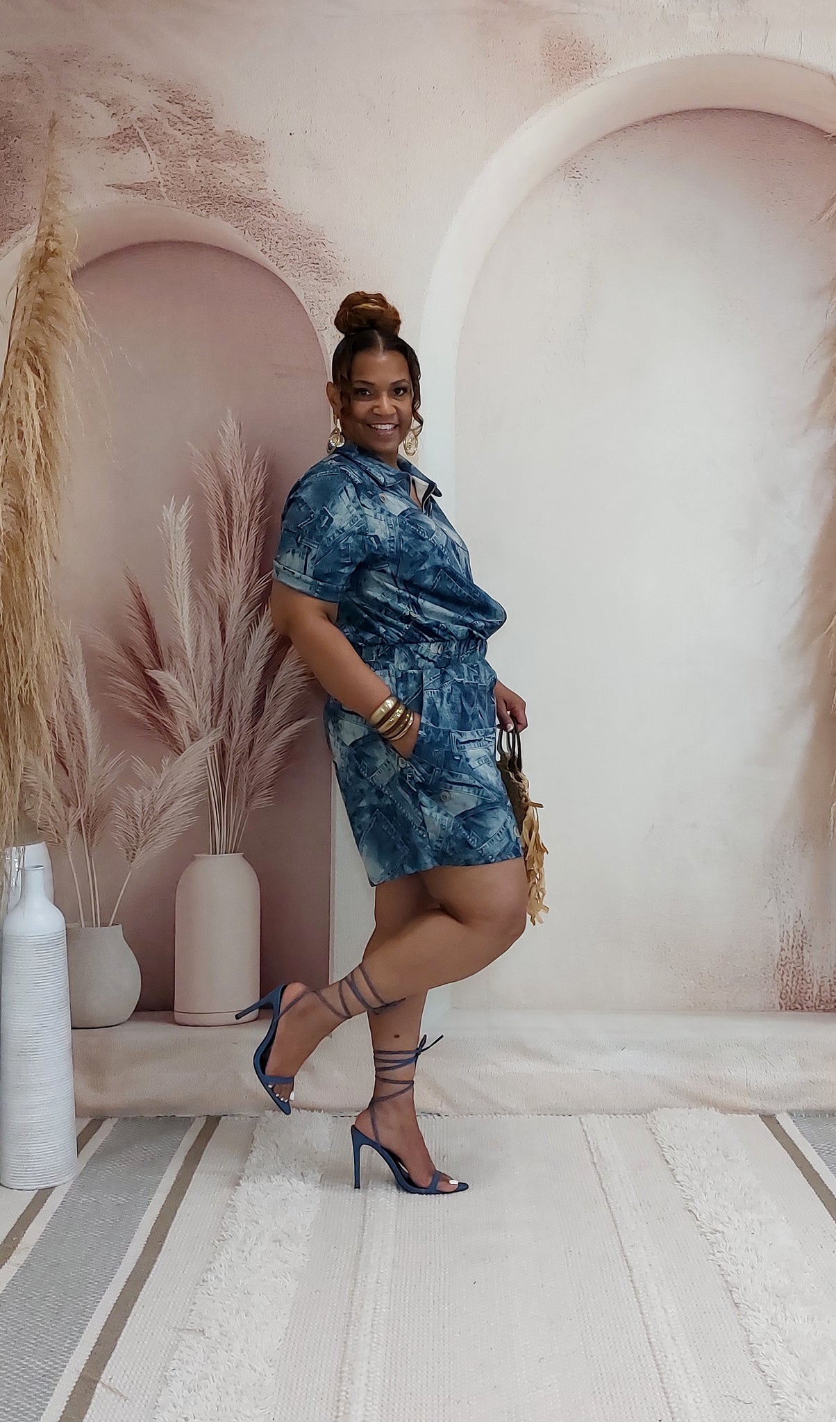 plus size denim romper dress Grace & Grandeur Women's Plus Size Sleeveless Overall Skirt with Pockets Casual Midi Denim Dresses 4X Dark Blue, Size: 4XL