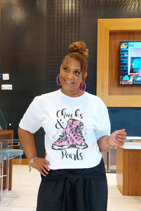 Pink Chucks and Pearls Tshirt|Plus Size