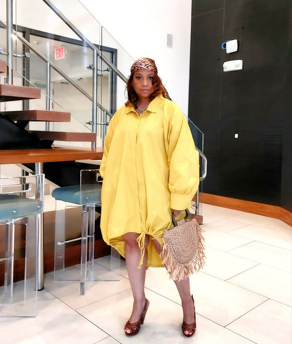 Oversize Shirt Dress Mustard|Plus Size