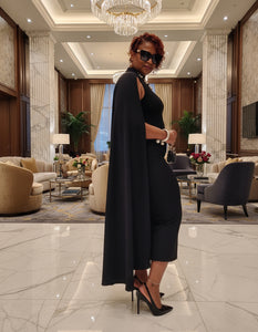 Plus Size Cape Dress - Black Elegance | M to 3X L Plus Size Cape Dress - Black Elegance | M to 3X L