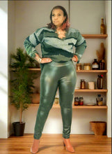 Dark Olive Leather Pants- Plus Size