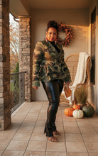 Camouflage Peplum Blazer|S to 3x