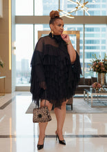 Ruffle Mesh Dress Top|Plus Size