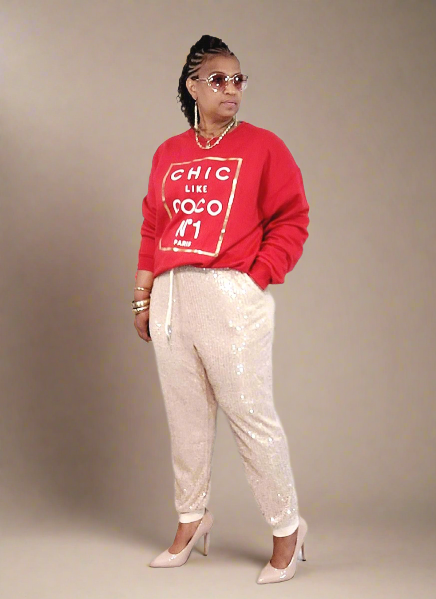 Sequin Jogger Pants Plus Size Turn In Heads Shop Online