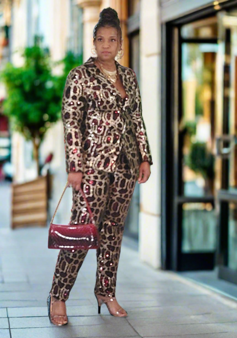 Sharp Sequin Suit Burgundy