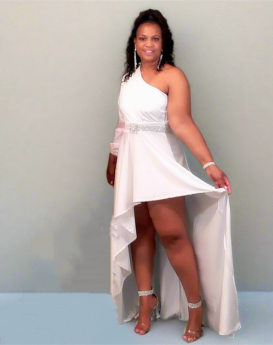 Dove Hi Low Dress White - Plus Size