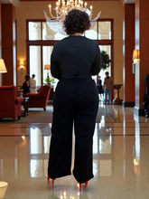 Tuxedo Stripe Wide Leg Pants|Plus Size
