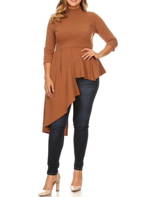 Lena Draped Top Plus Size- Coffee