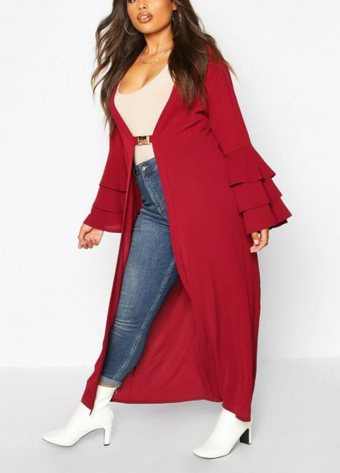Jessica Long Cardigan-Plus Size Burgundy
