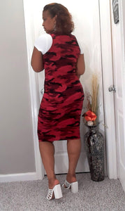 Red Camouflage Jersey Dress