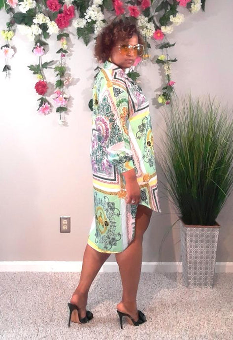 Frenchie Shirt Dress-Mint fits up to 1x