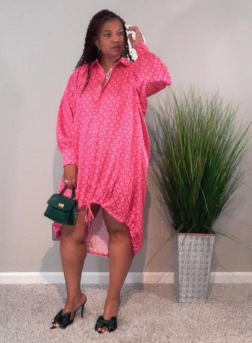 Fuscia Diamond Shirt Dress