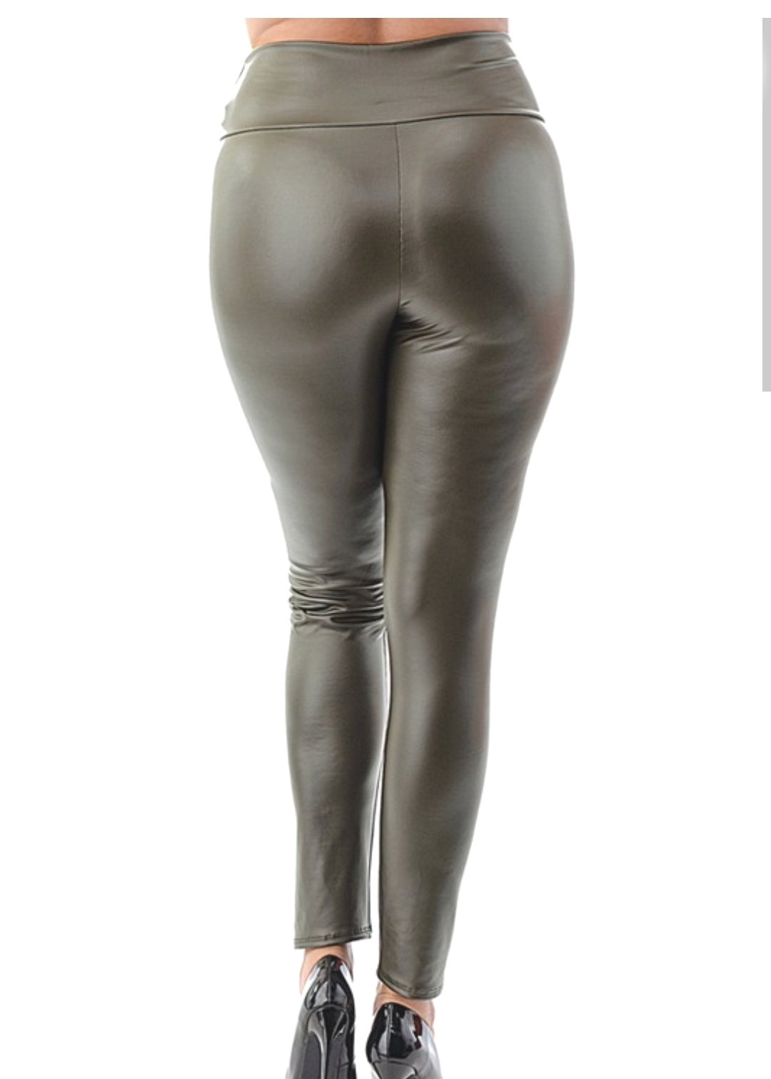 Online In Shop – Turn Heads Dark Pants- Olive Leather Plus Size