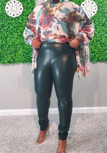 Teal Green Leather leggings