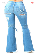 Knee Tie Jeans -Reg & Plus Sizes